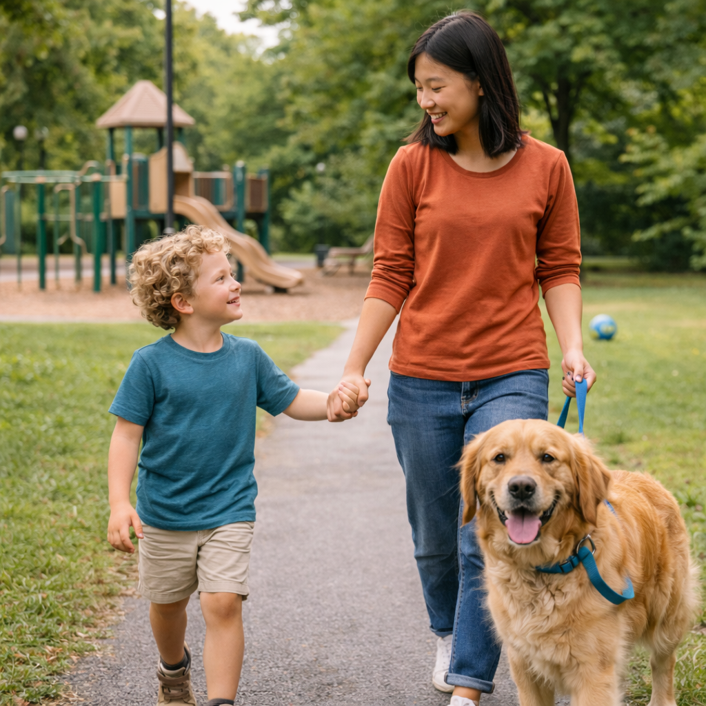Teen helping with pet care